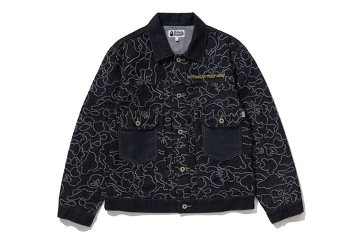 【 BAPE X OVO 】NEON 1ST CAMO JACQUARD DENIM JACKET