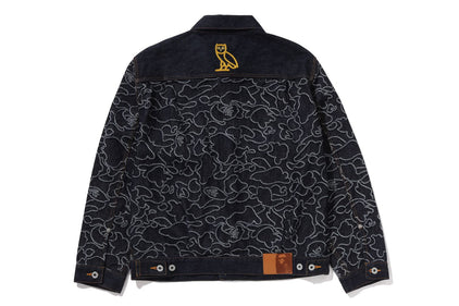【 BAPE X OVO 】NEON 1ST CAMO JACQUARD DENIM JACKET