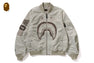 TONAL CHAIN STITCH SHARK BOMBER JACKET