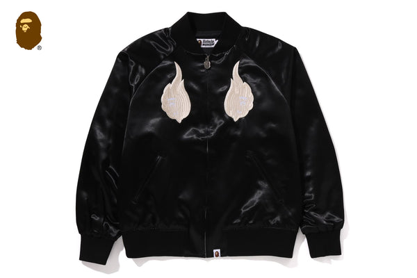 ジャケット・アウター SOUVENIR JACKET BLACK WOOL MELTON ×ACETATE SOUVENIR JACKET(S BLACK): gold: MENS｜THE