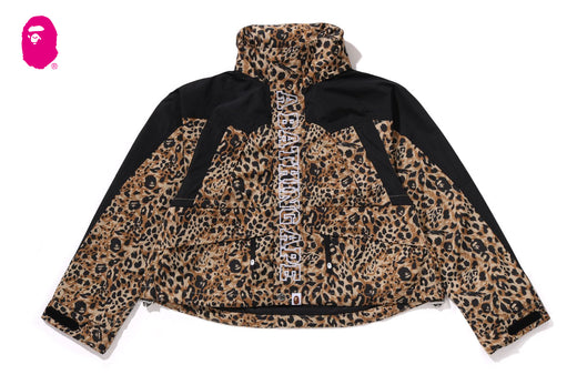 WILD LEOPARD PATTERN CROPPED SNOWBOARD JACKET