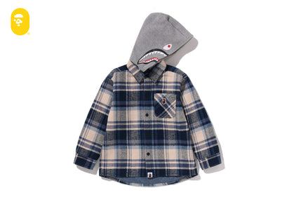 BAPE CHECK SHARK HOODIE RELAXED FIT SHIRT JACKET