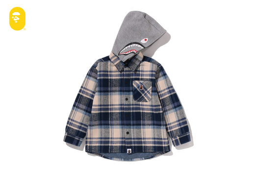 BAPE CHECK SHARK HOODIE RELAXED FIT SHIRT JACKET