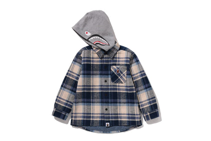 BAPE CHECK SHARK HOODIE RELAXED FIT SHIRT JACKET