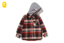 BAPE CHECK SHARK HOODIE RELAXED FIT SHIRT JACKET