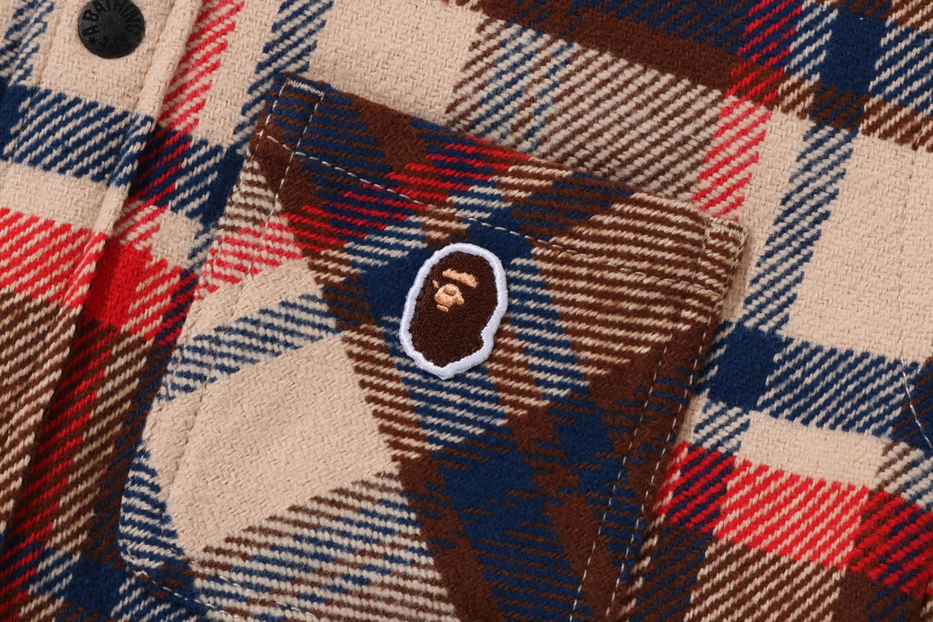 BAPE CHECK SHARK HOODIE RELAXED FIT SHIRT JACKET | bape.com