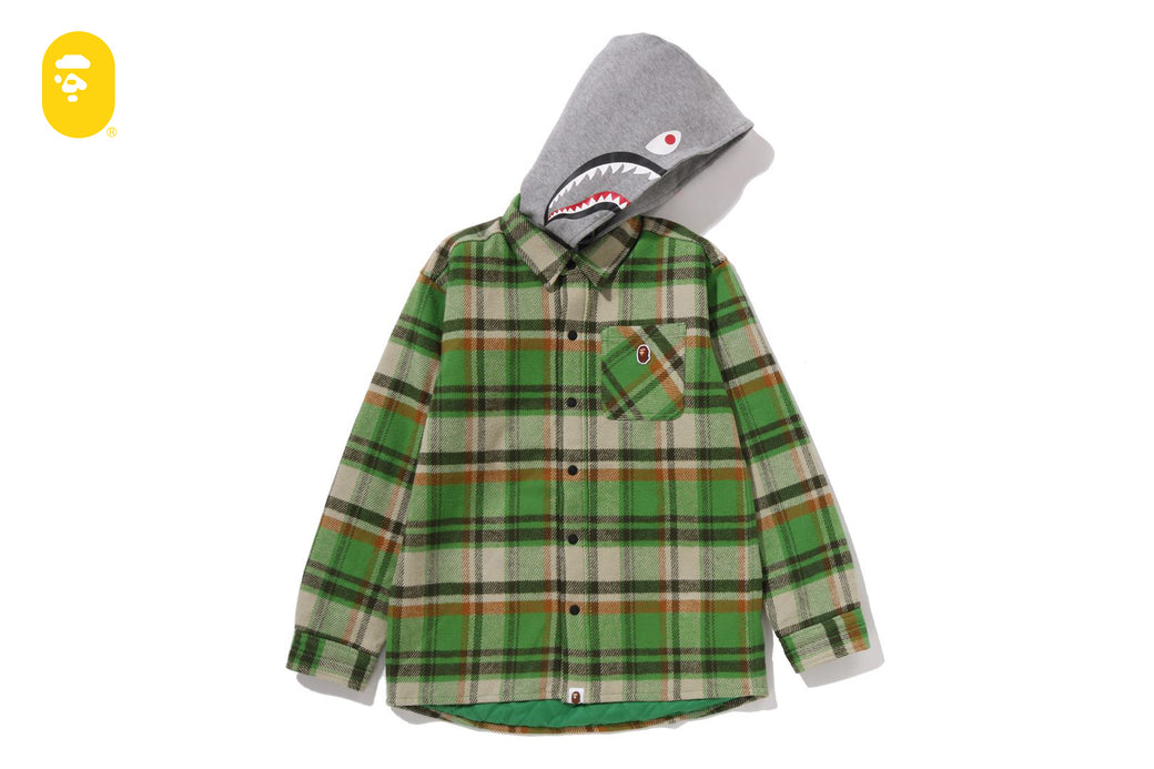 BAPE CHECK SHARK HOODIE RELAXED FIT SHIRT JACKET | bape.com