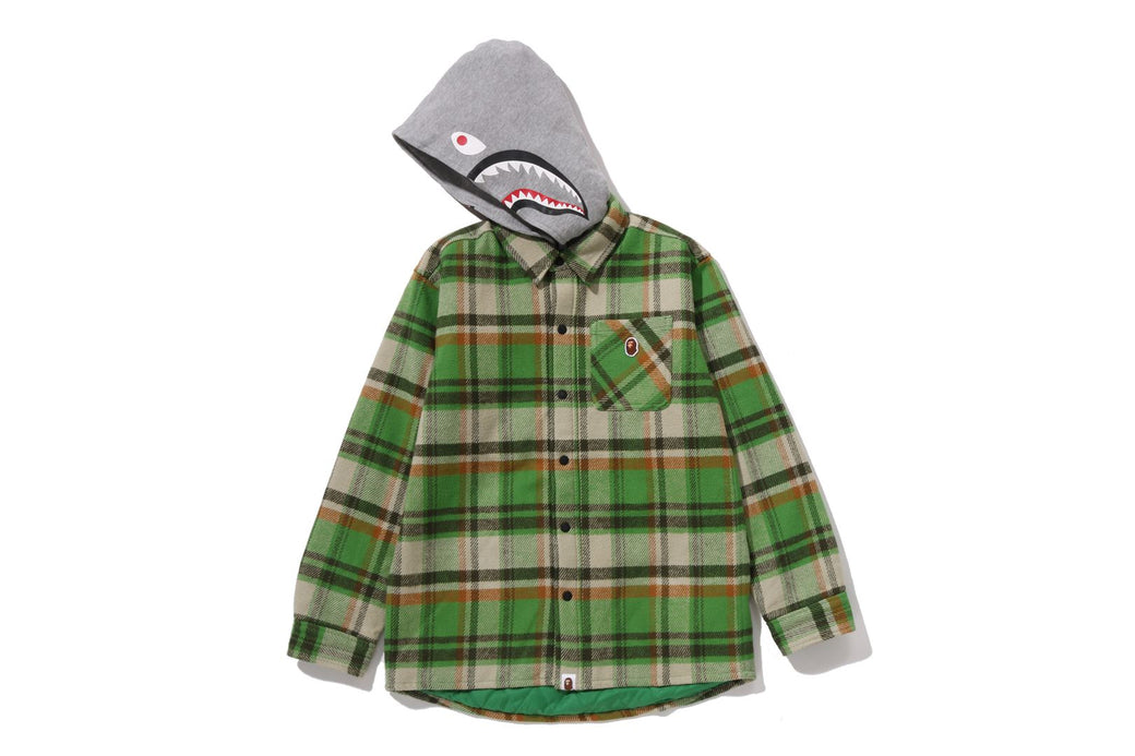 BAPE CHECK SHARK HOODIE RELAXED FIT SHIRT JACKET | bape.com