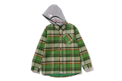 BAPE CHECK SHARK HOODIE RELAXED FIT SHIRT JACKET