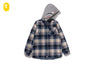 BAPE CHECK SHARK HOODIE RELAXED FIT SHIRT JACKET