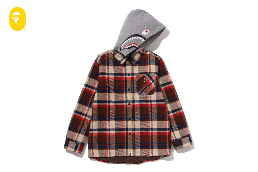 BAPE CHECK SHARK HOODIE RELAXED FIT SHIRT JACKET | bape.com