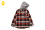 BAPE CHECK SHARK HOODIE RELAXED FIT SHIRT JACKET