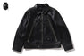 BAPE BLACK WASHED LEATHER BIKER JACKET