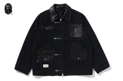 BAPE BLACK WASHED CHORE WORK JACKET