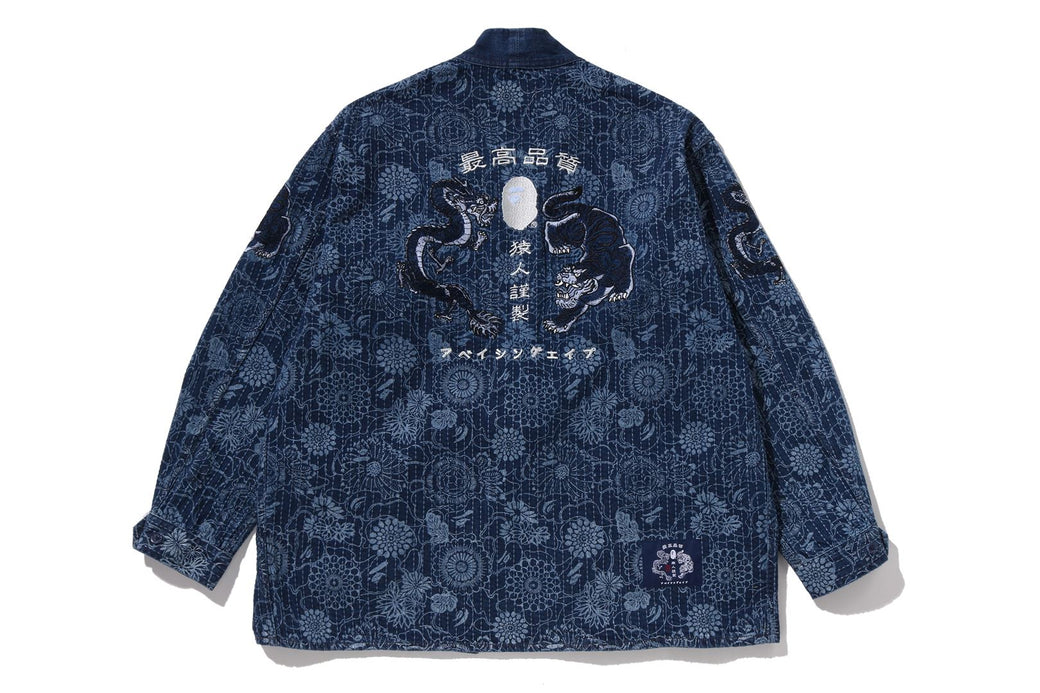 JAPANESE INDIGO ART CAMO JUNGLE FATIQUE KIMONO | bape.com