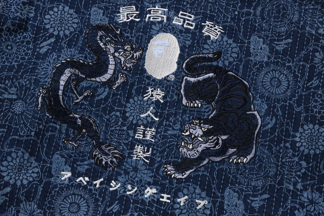 JAPANESE INDIGO ART CAMO JUNGLE FATIQUE KIMONO | bape.com