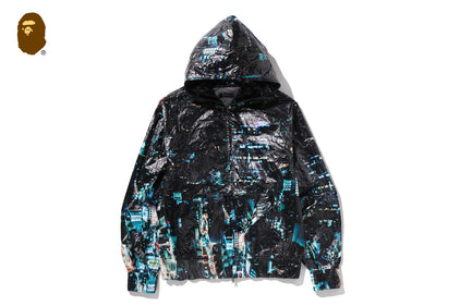 OVERALL PRINT CREASE HOODED JACKET