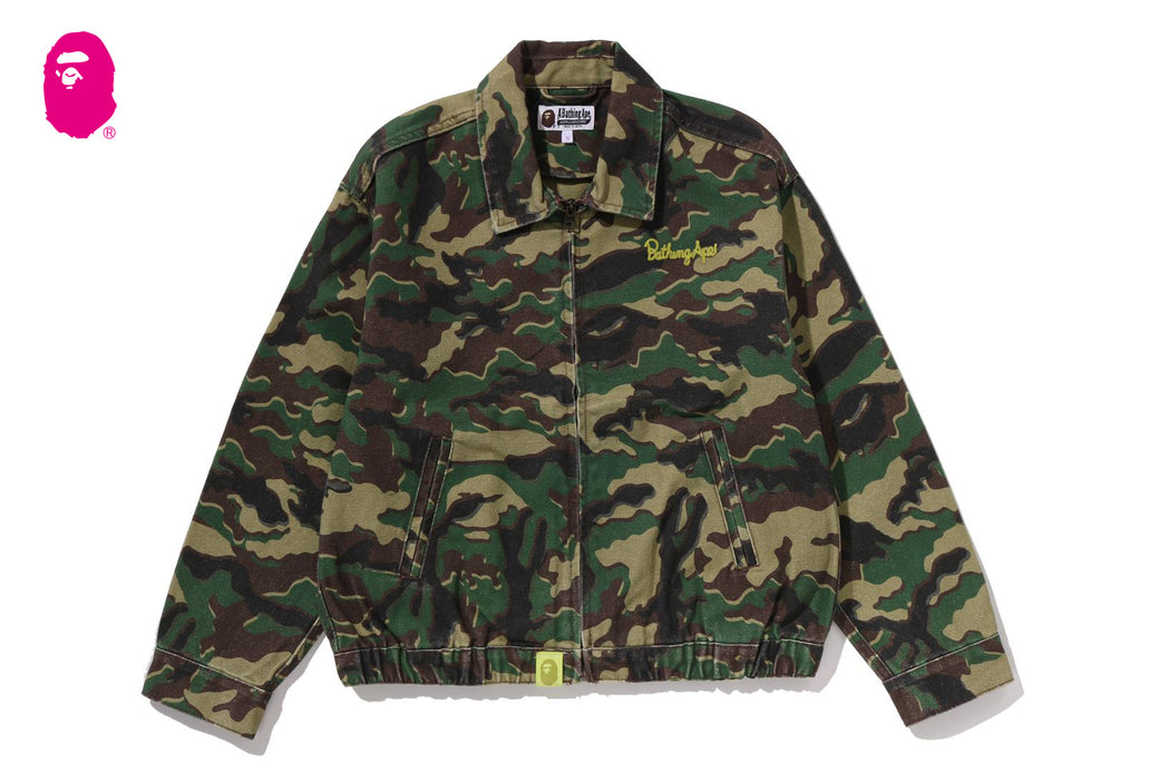 GLITCH WOODLAND CAMO BATHING APE LOGO WORKER JACKET | bape.com