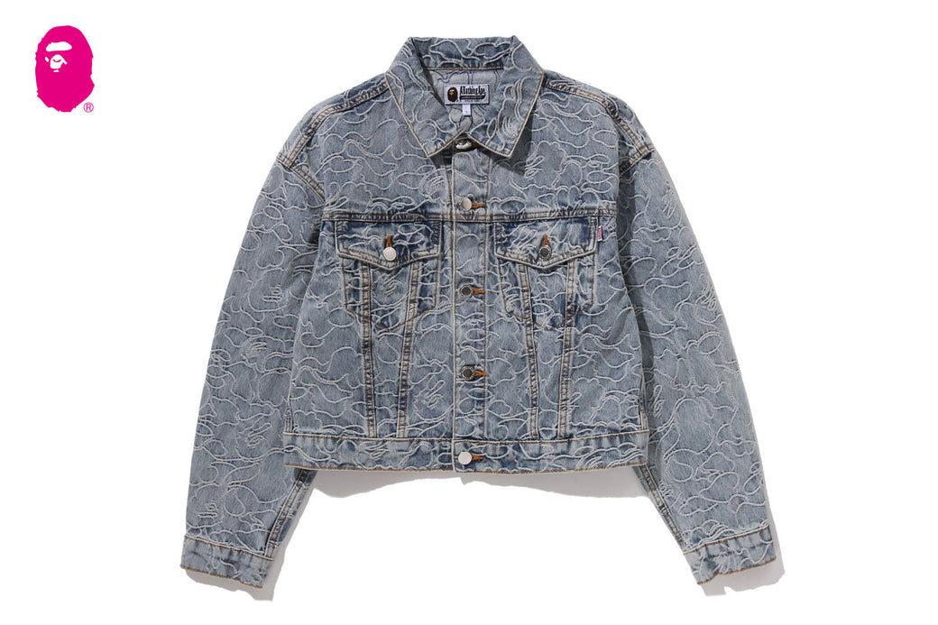 LINE CAMO CROPPED DENIM JACKET | bape.com