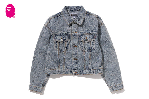 LINE CAMO CROPPED DENIM JACKET | bape.com