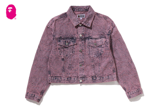 LINE CAMO CROPPED DENIM JACKET