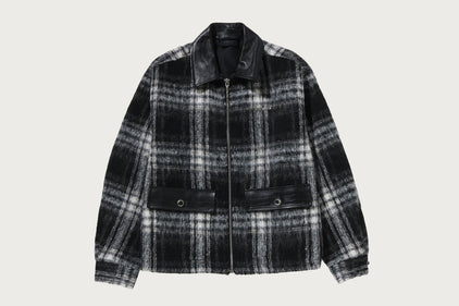 BAPE BLACK MAD FACE DUO FURRY CHECK SHACKET