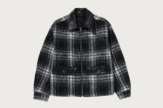 BAPE BLACK MAD FACE DUO FURRY CHECK SHACKET