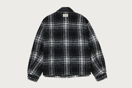 BAPE BLACK MAD FACE DUO FURRY CHECK SHACKET