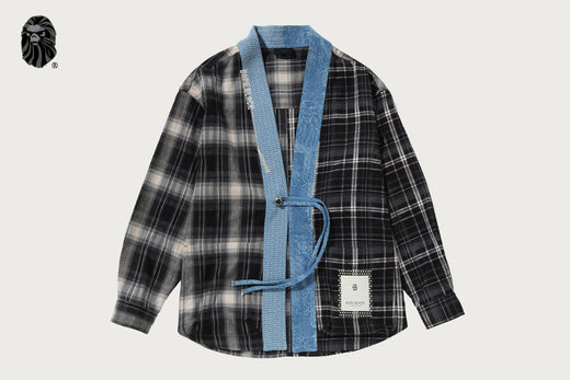BAPE BLACK CHECKER KIMONO SHIRT