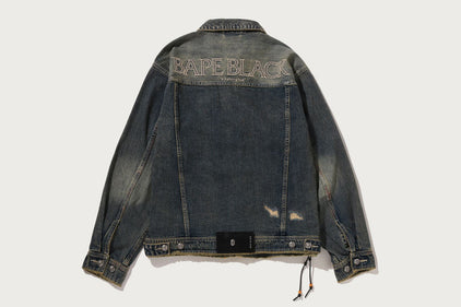 BAPE BLACK HEAVY WASHED DENIM JACKET
