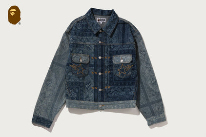 PAISLEY PATTERN DENIM TRUCKER JACKET