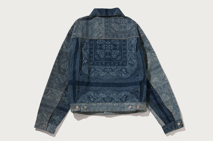 PAISLEY PATTERN DENIM TRUCKER JACKET
