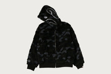 COLOR CAMO SHARK BOA CROPPED FIT ZIP HOODIE
