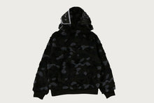 COLOR CAMO SHARK BOA CROPPED FIT ZIP HOODIE