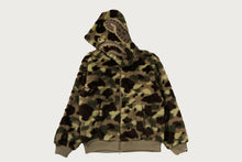 COLOR CAMO SHARK BOA CROPPED FIT ZIP HOODIE