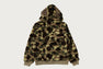 COLOR CAMO SHARK BOA CROPPED FIT ZIP HOODIE