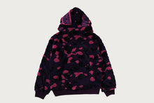 COLOR CAMO SHARK BOA CROPPED FIT ZIP HOODIE