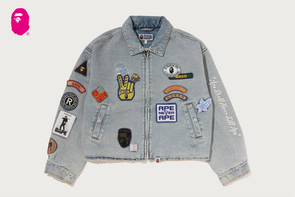 MULTI LOGO DENIM BOXY CROPPED JACKET