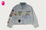MULTI LOGO DENIM BOXY CROPPED JACKET