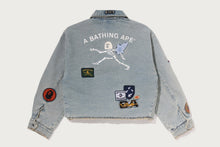 MULTI LOGO DENIM BOXY CROPPED JACKET