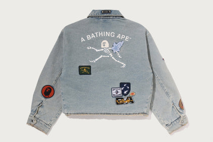 MULTI LOGO DENIM BOXY CROPPED JACKET