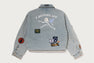 MULTI LOGO DENIM BOXY CROPPED JACKET