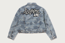 SOLID CAMO JACQUARD DENIM BOXY CROPPED JACKET