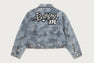 SOLID CAMO JACQUARD DENIM BOXY CROPPED JACKET