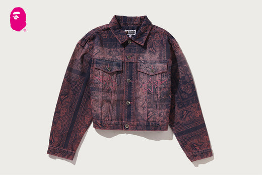 PAISLEY PATTERN DENIM BOXY CROPPED JACKET