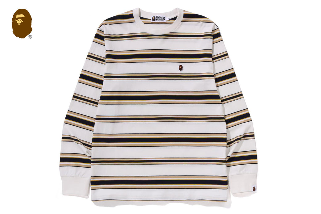 【A BATHING APE】3色展開 ONE POINT STRIPE LS TEE 要在庫確認 ONE POINT STRIPE LS TEE | bape.com