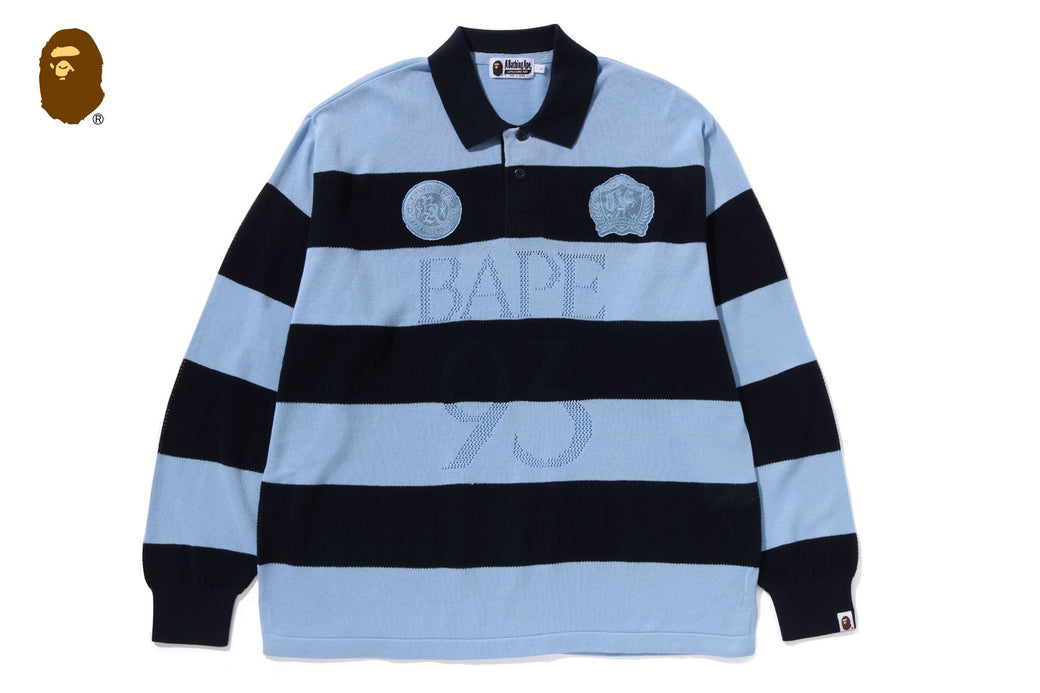 JACQUARD MULTILOGO STRIPE RELAXED FIT LS TEE | bape.com