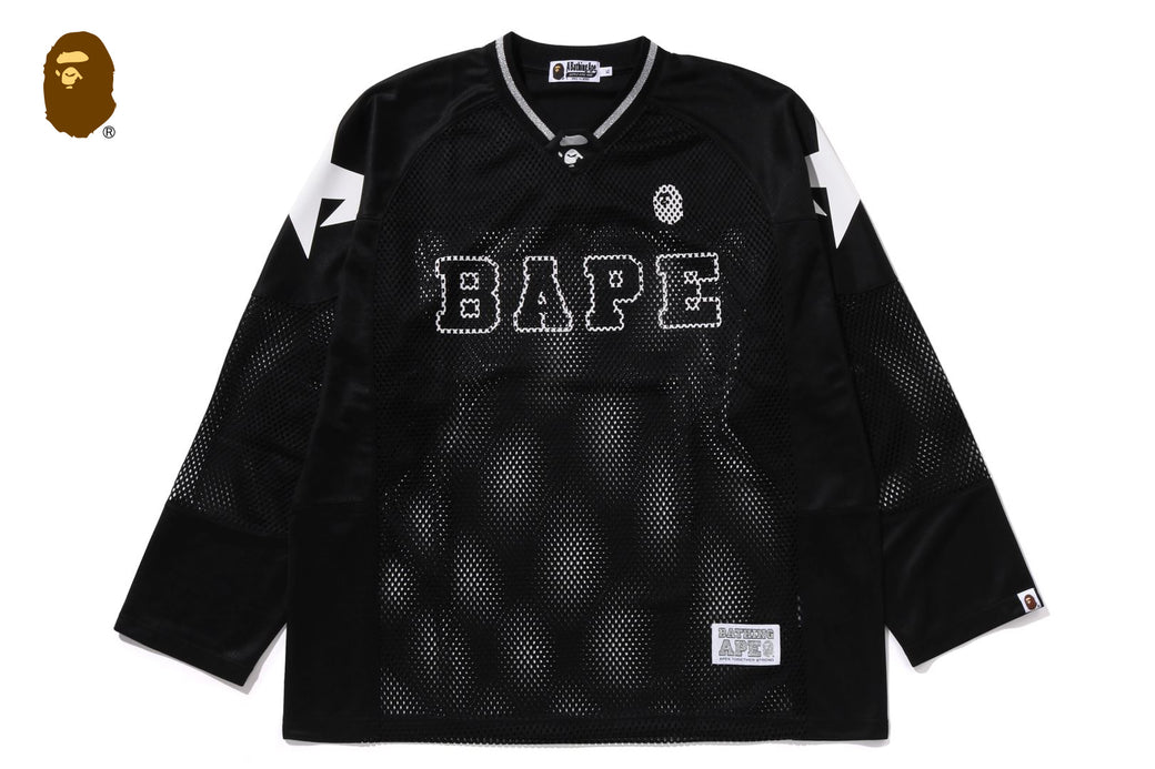 極少 即発送 BAPE LINE CAMO FOOTBALL JERSEY LINE CAMO MULTILOGO RELAXED FIT FOOTBALL JERSEY | bape.com