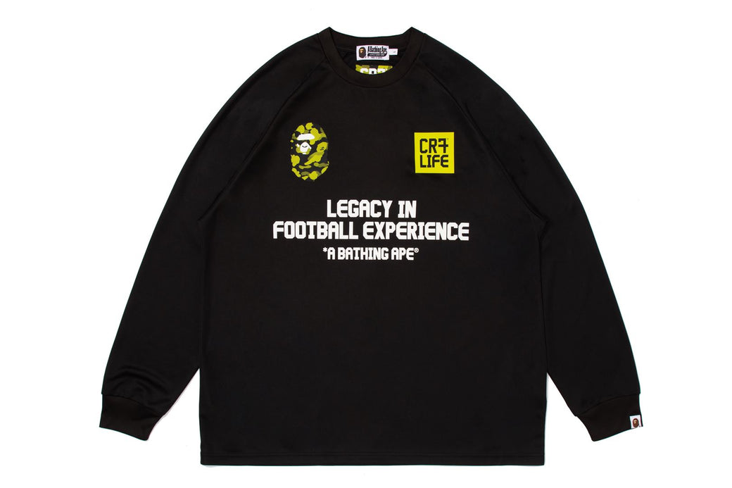 BAPE X CR7 LIFE 】MULTI LOGO POLY RELAXED FIT LS FOOTBALL JERSEY