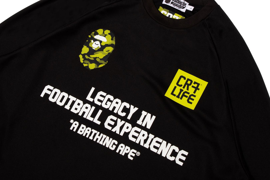 BAPE X CR7 LIFE 】MULTI LOGO POLY RELAXED FIT LS FOOTBALL JERSEY